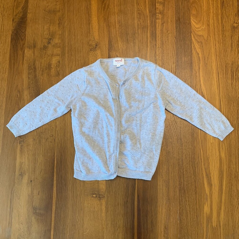 SEED HERITAGE Knobby Cardigan Sweater Girls 4 4T Knots Gray Cotton Australia - Picture 7 of 7